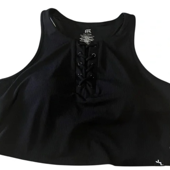 Black Lace-Up Joy Lab Longline Sports Bra NWT size ES - Picture 1 of 4